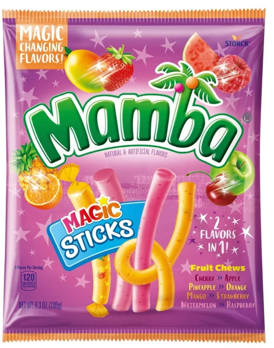 Mamba Fruit Chews Magic Sticks Chewy Fruity Candy Sticks