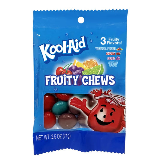 Kool-Aid Fruity Chews Candy, 3 Fruity Flavors, 2.5 Ounce Peg Bag