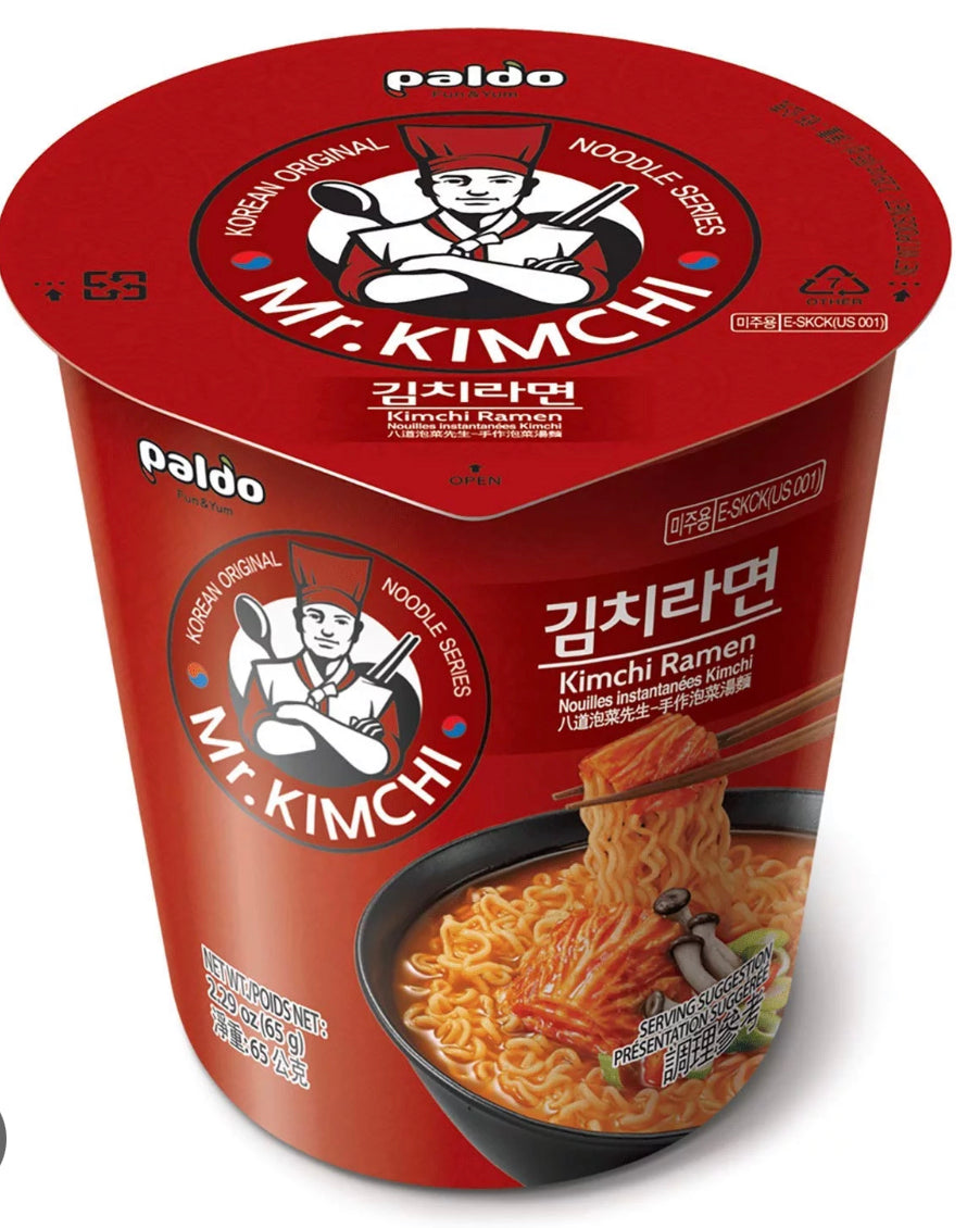 Paldo Mr. Kimchi Ramen Instant Cup Noodles with Kimchi Based Spicy Broth