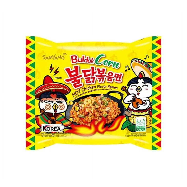 SamYang Buldak Hot Chicken Flavor Instant Ramen; Stir-Fried Noodle; Corn Flavor