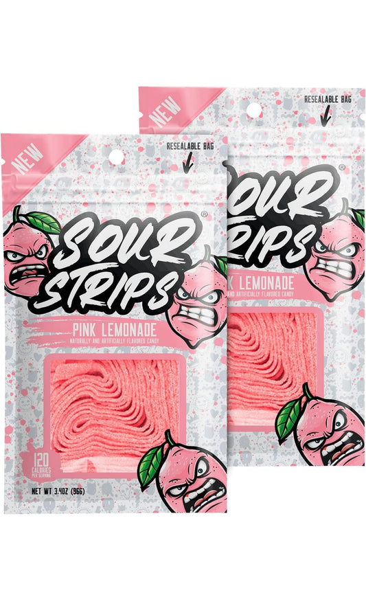 SOUR STRIPS Pink Lemonade Flavored Candy | Deliciously Chewy Belts