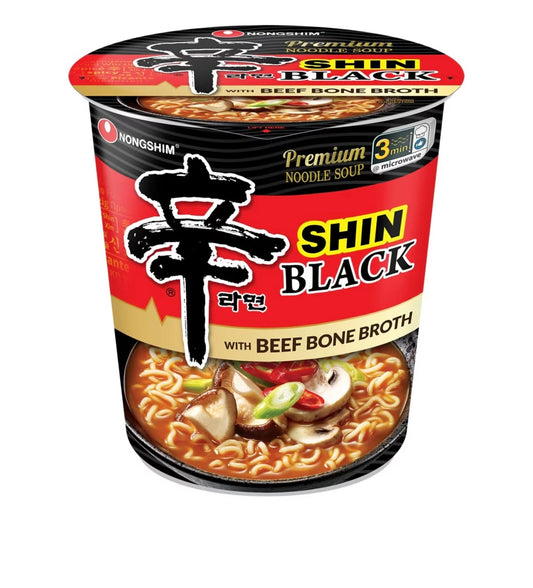 Nongshim Shin Black Spicy Beef & Bone Broth Ramyun Premium Ramen Noodle Soup Cup