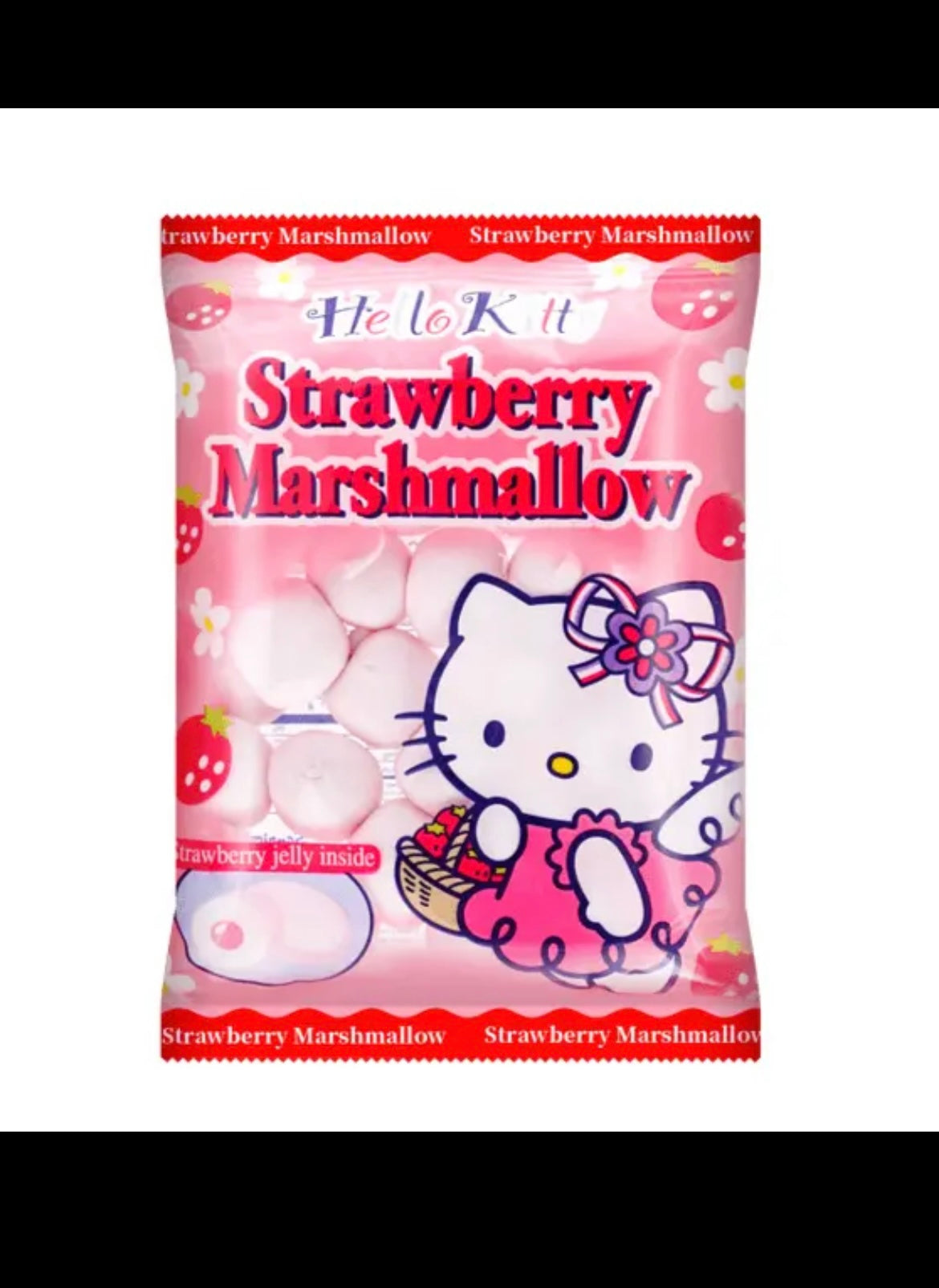 Japan Hello Kitty Strawberry Jelly Filled Marshmallows Sweet Candy, 90g