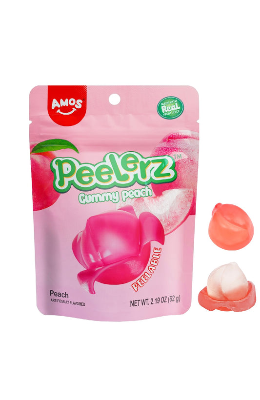 Amos Peelable Peach Candy Peelerz Gummy Peach Peeling Candy Resealable - China