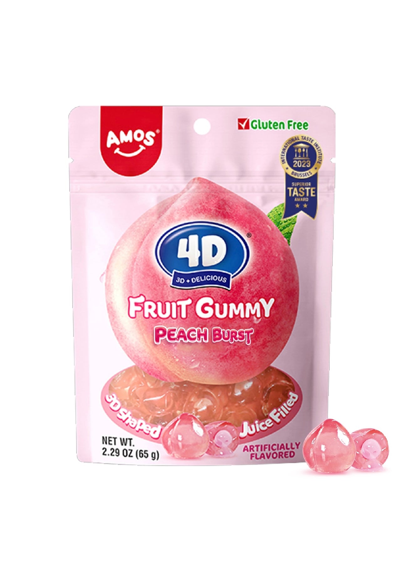 Amos 4D Gummy Fruit Filled Candy Fruit Snacks
Peach Flavor Soft and Chewy - China