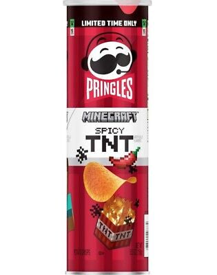 Minecraft Pringles Spicy TNT Red Pepper Potato Chips 5.5oz Limited Edition