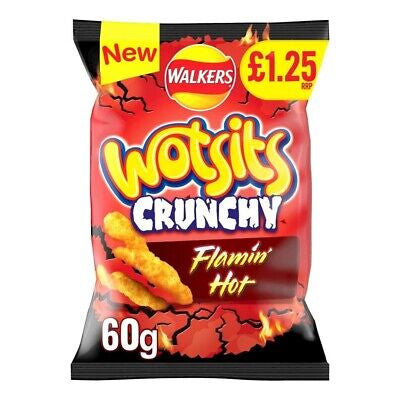 Walkers Wotsits Crunchy Flamin' Hot Snacks 60g Price Marked £1.25