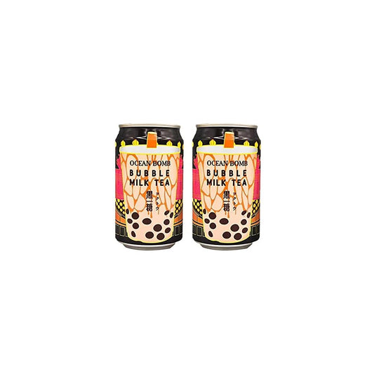 Ocean Bomb Boba Tea Tapioca Pearls, Canned Bubble Popping Milk Tea, Ready to Drink in a Can - Brown sugar