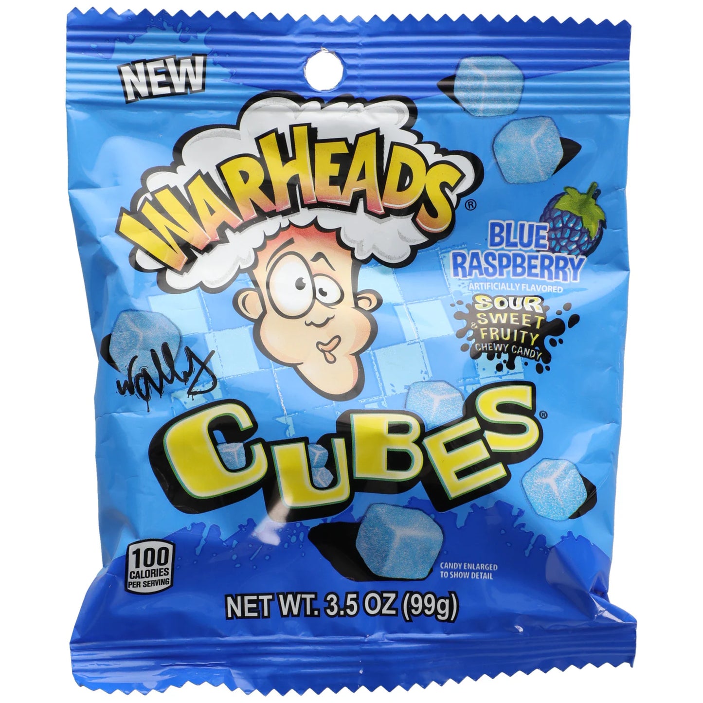 Warheads Blue Raspberry Sour and Chewy Cubes, 3.5 oz.