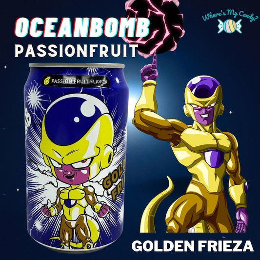 EXOTIC Rare Drinks , ANIME , Ocean Bomb Passionfruit Flavor Sparkling Water , Dragon Ball Z , Golden FRIEZA