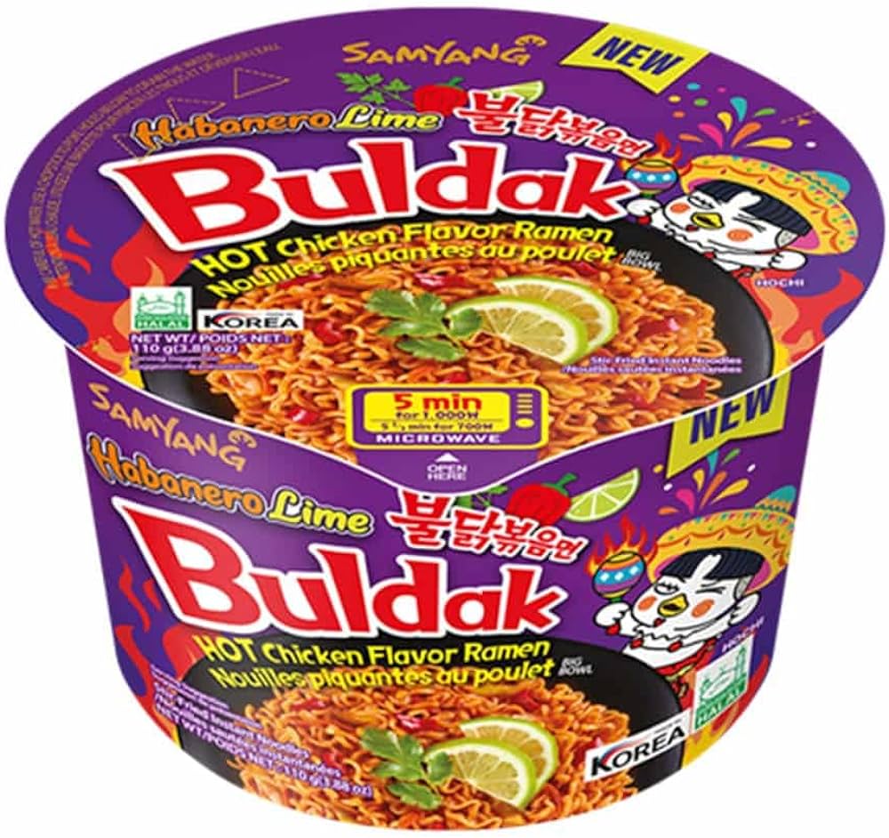 SAMYANG Habanero Lime Buldak Chicken Flavor Ramen Big Bowl - Fiery Heat with Zesty Lime Twist – 3.7 Oz